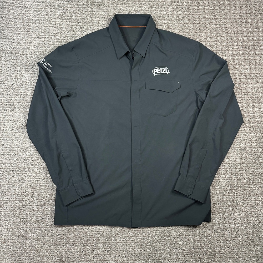 Arcteryx Mens Skyline LS Shirt Grey Petzl Logo Corporate Edition Large Trim Fit